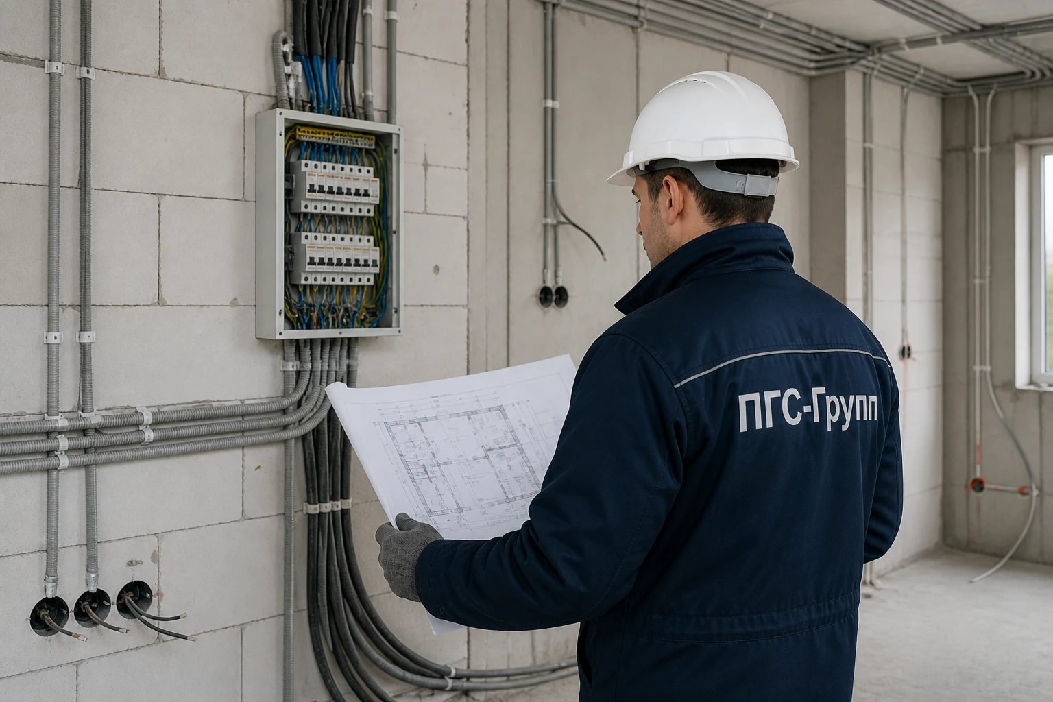 Специалист ПГС-Групп проверяет проект внутренних электрических сетей