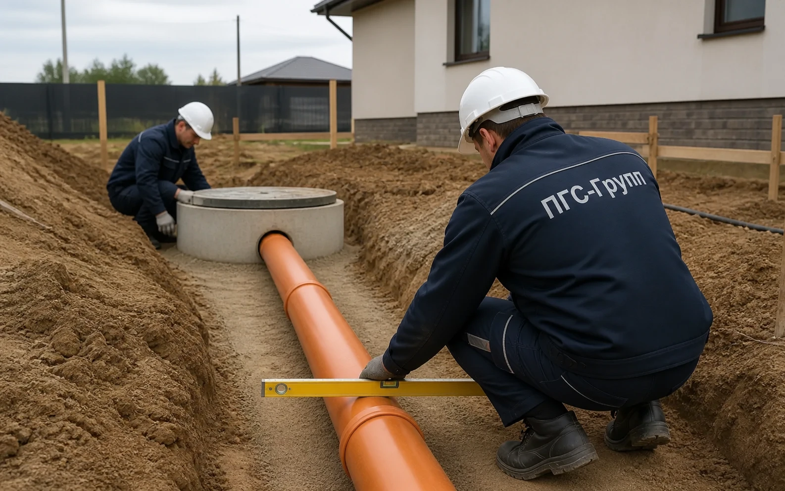 Прокладка наружного канализационного трубопровода