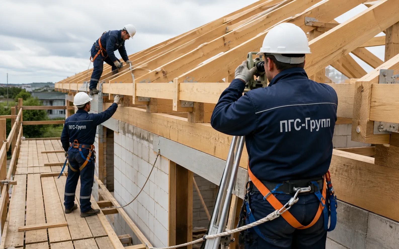 Монтаж несущей конструкции кровли